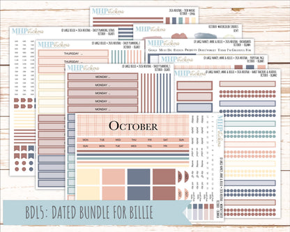 OCTOBER 2026 Neutral Collection Stickers for the Large Nancy, Anne, & Billie Laurel Denise Planners || OGN