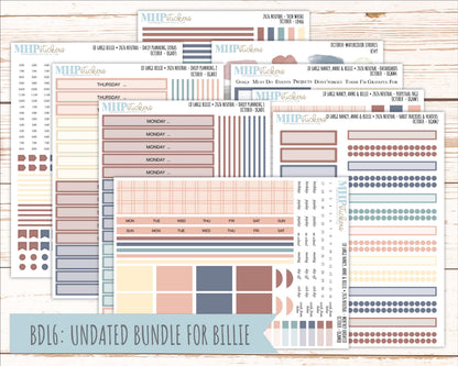 OCTOBER 2026 Neutral Collection Stickers for the Large Nancy, Anne, & Billie Laurel Denise Planners || OGN