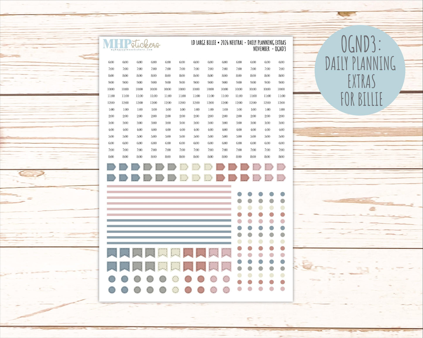 NOVEMBER 2026 Neutral Collection Stickers for the Large Nancy, Anne, & Billie Laurel Denise Planners || OGN