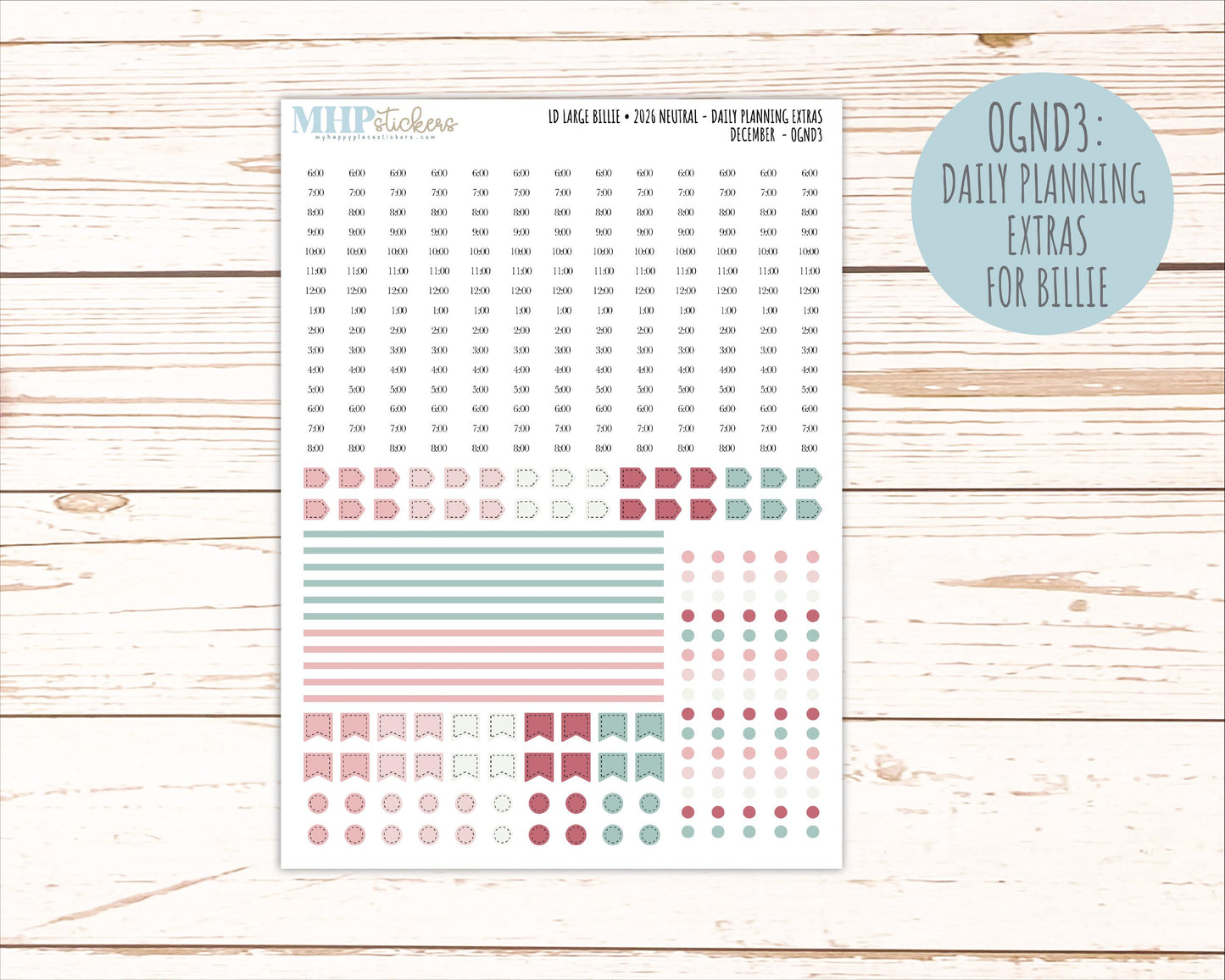 DECEMBER 2026 Neutral Collection Stickers for the Large Nancy, Anne, & Billie Laurel Denise Planners || OGN