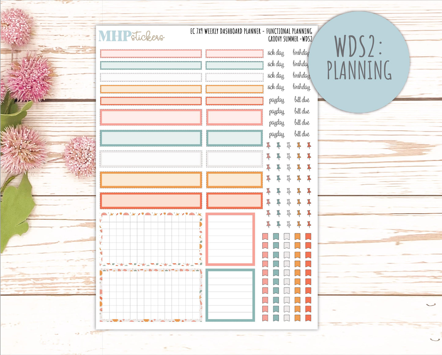 AUGUST Weekly Dashboard Kit for 7x9 Erin Condren Planners. 2026 Collection "Groovy Summer" || ECWDS