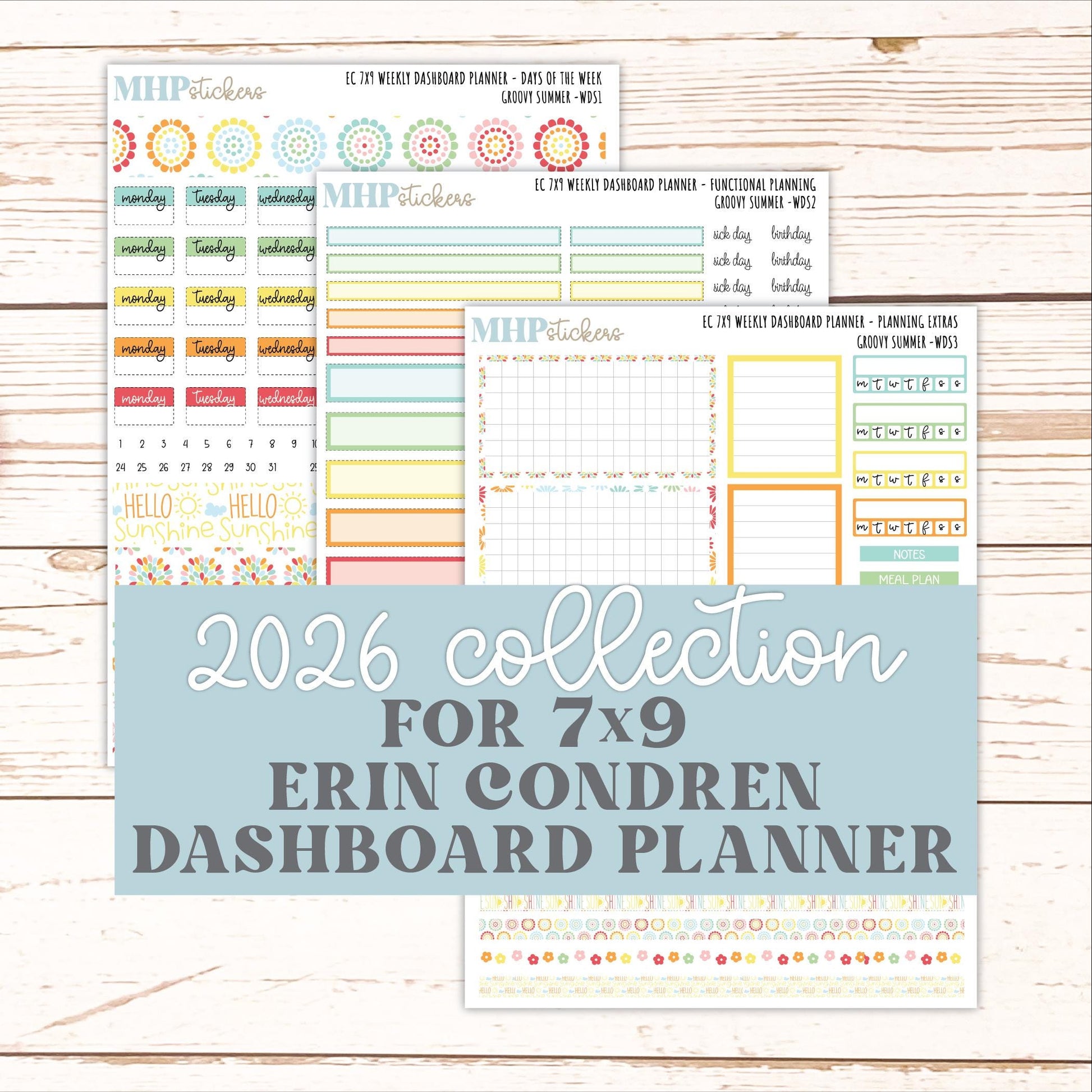 AUGUST Weekly Dashboard Kit for 7x9 Erin Condren Planners. 2026 Collection "Hello Sunshine" || ECWDS