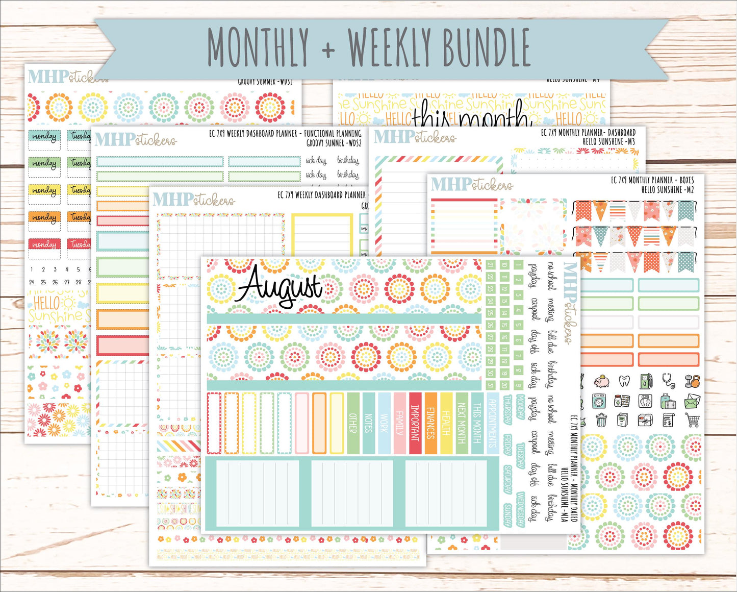 AUGUST Weekly Dashboard Kit for 7x9 Erin Condren Planners. 2026 Collection "Hello Sunshine" || ECWDS
