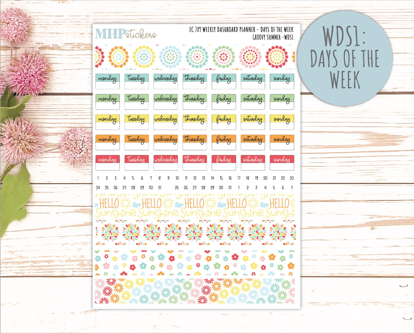 AUGUST Weekly Dashboard Kit for 7x9 Erin Condren Planners. 2026 Collection "Hello Sunshine" || ECWDS