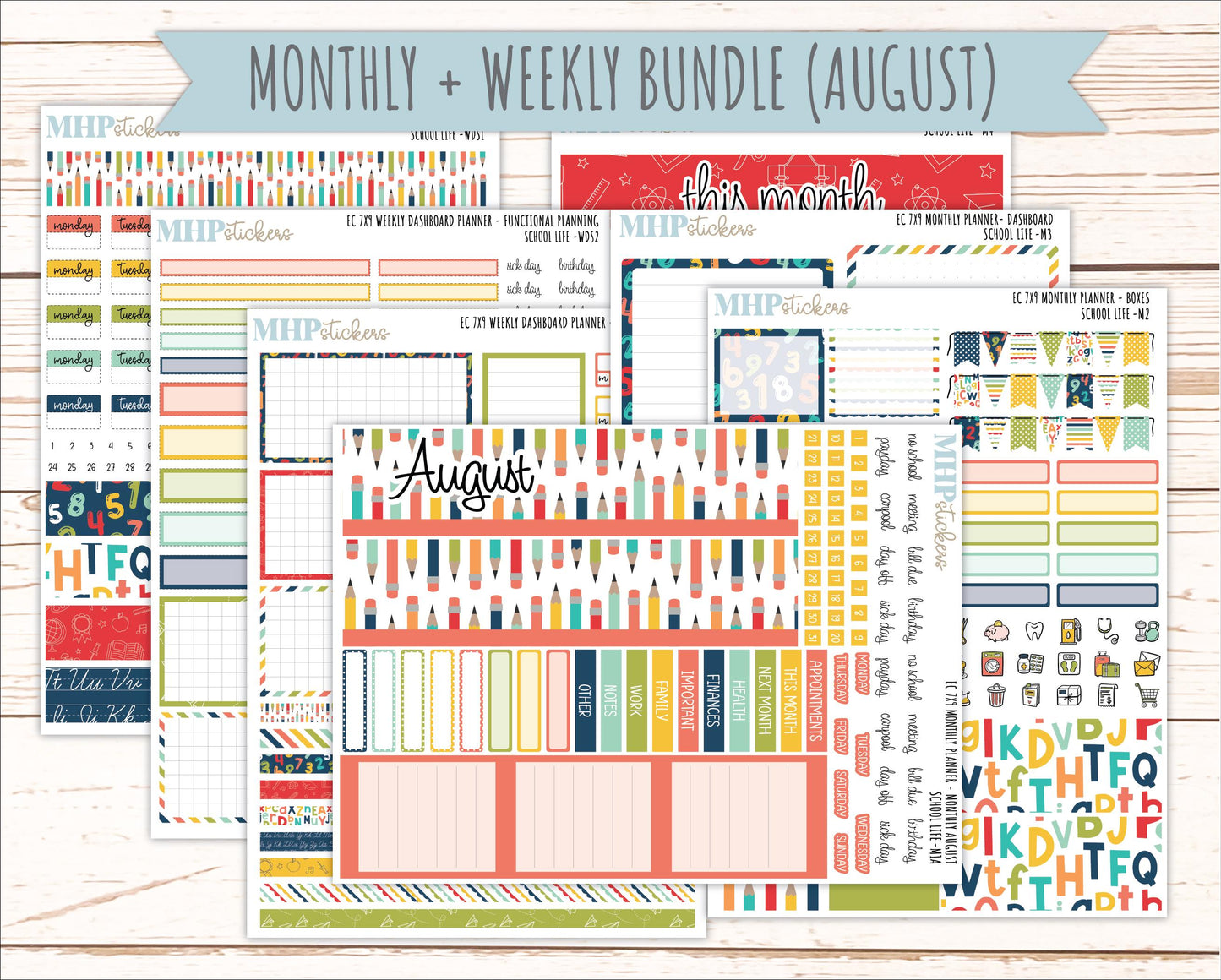 AUGUST & SEPTEMBER Weekly Dashboard Kit for 7x9 Erin Condren Planners. 2026 Collection "School Life" || ECWDS