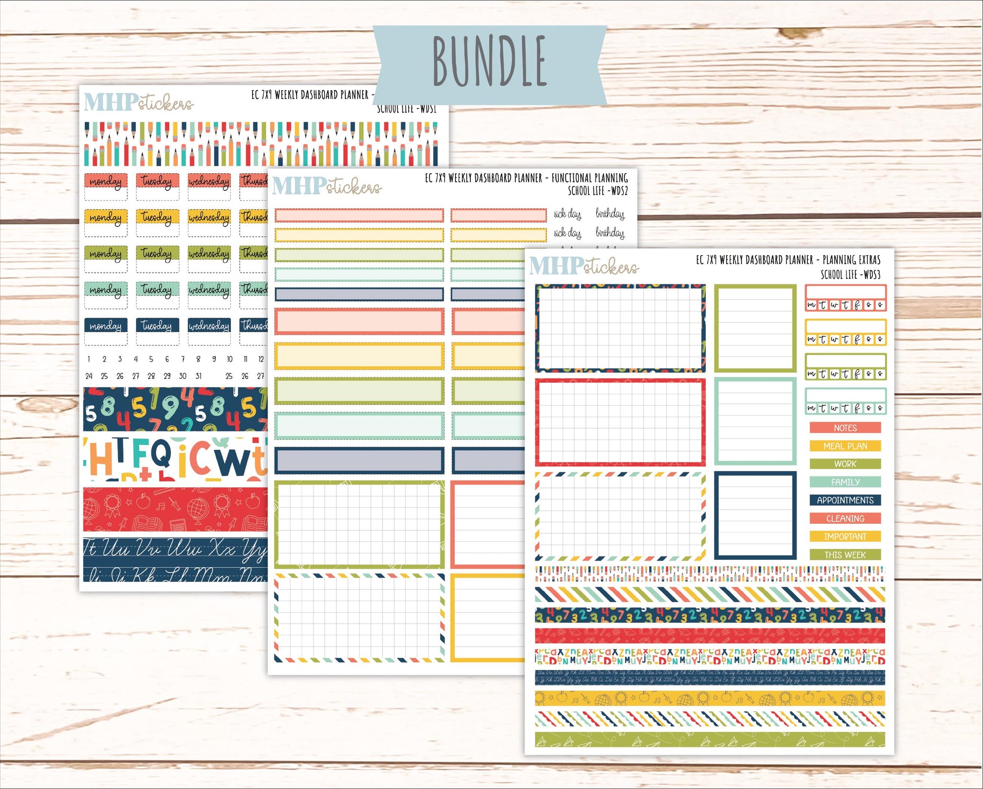 AUGUST & SEPTEMBER Weekly Dashboard Kit for 7x9 Erin Condren Planners. 2026 Collection "School Life" || ECWDS