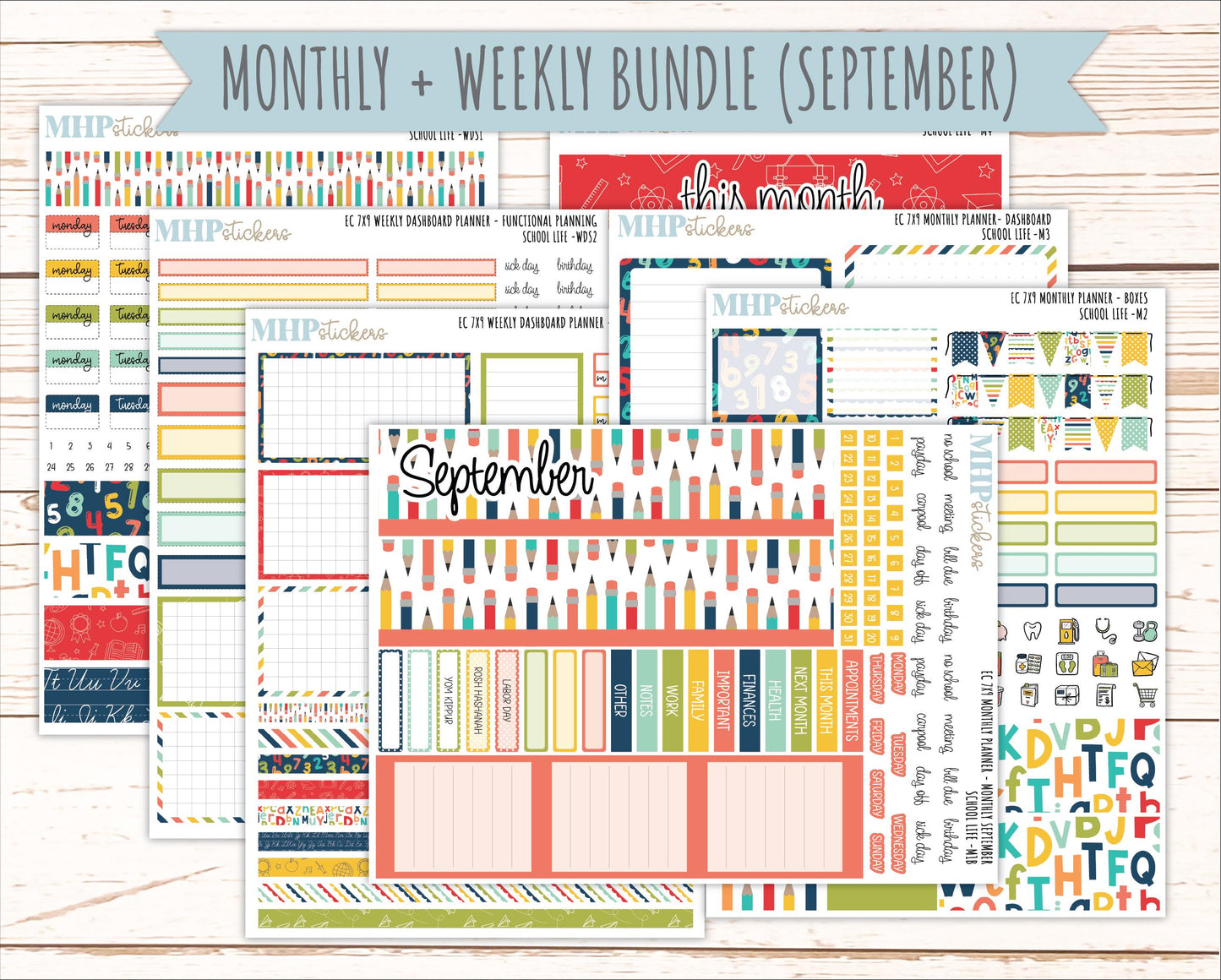 AUGUST & SEPTEMBER Weekly Dashboard Kit for 7x9 Erin Condren Planners. 2026 Collection "School Life" || ECWDS