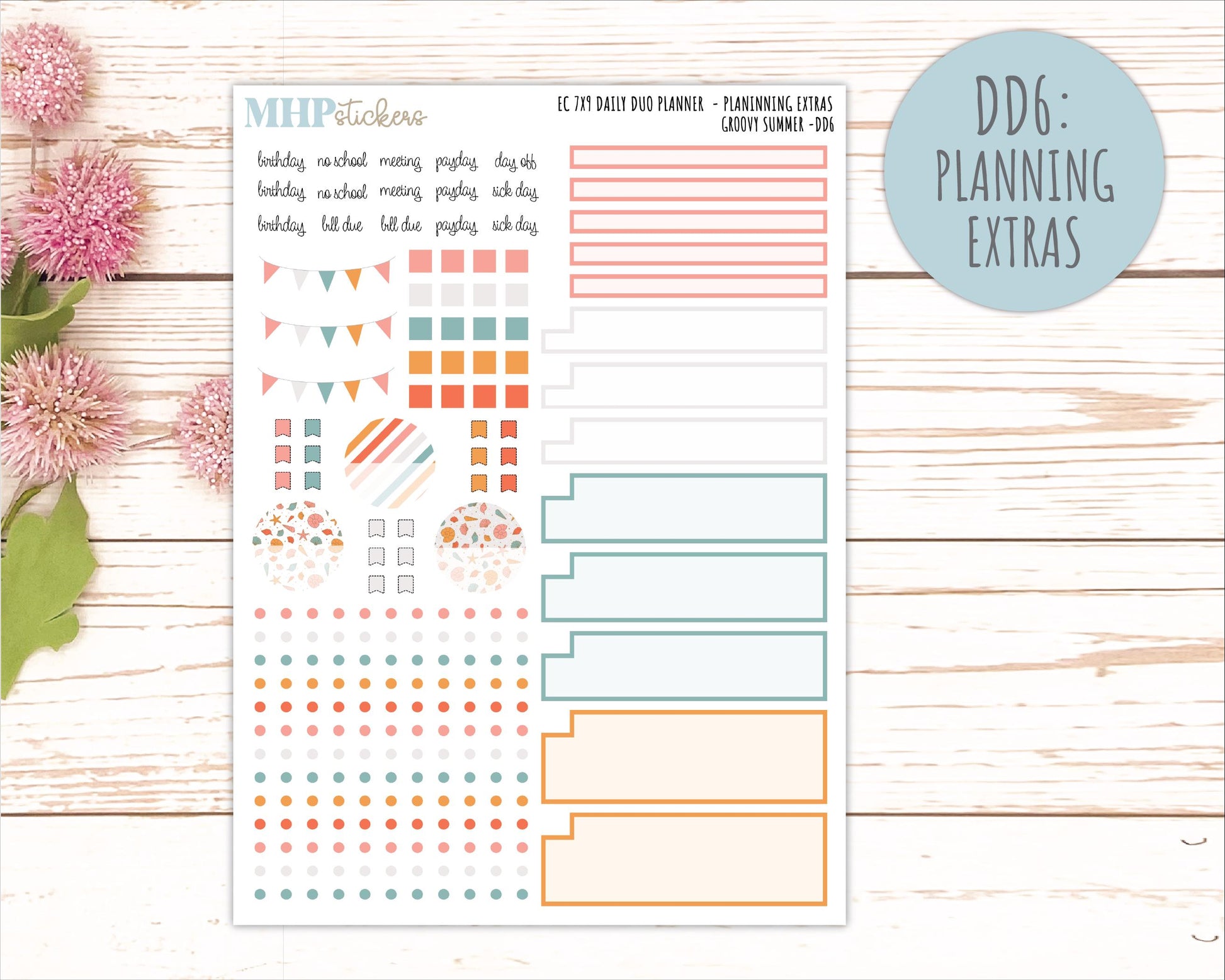 AUGUST Daily Duo Sticker Kit for 7x9 Erin Condren Planners. 2026 Collection "Groovy Summer"|| ECDD