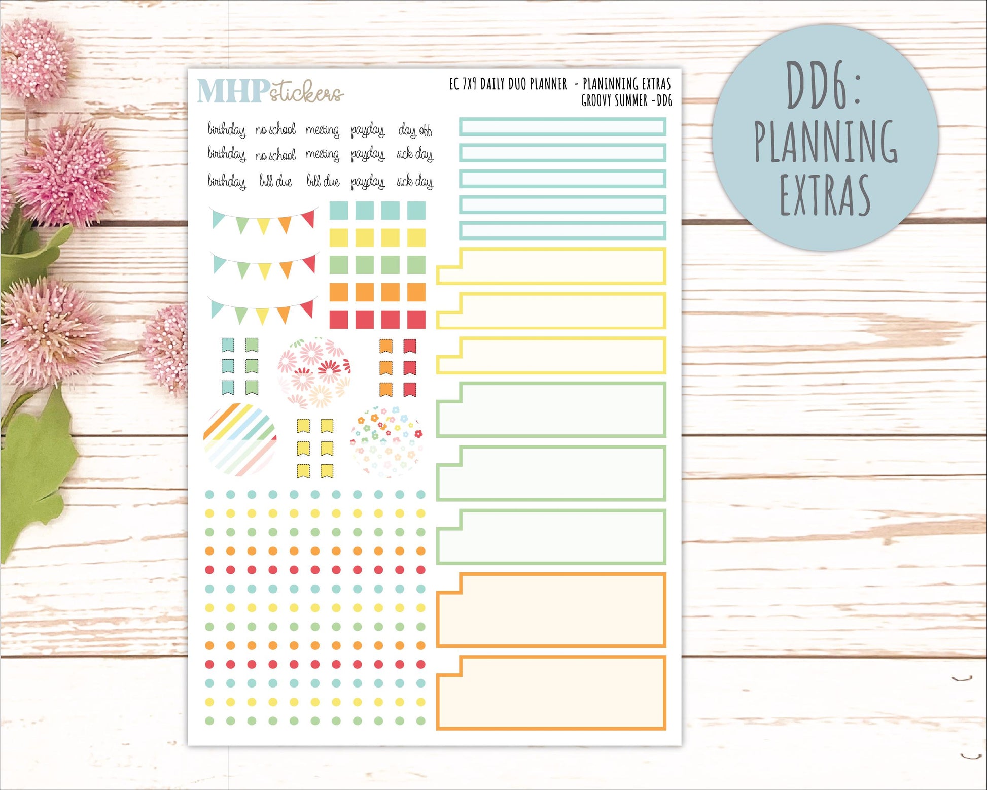 AUGUST Daily Duo Sticker Kit for 7x9 Erin Condren Planners. 2026 Collection "Hello Sunshine"|| ECDD