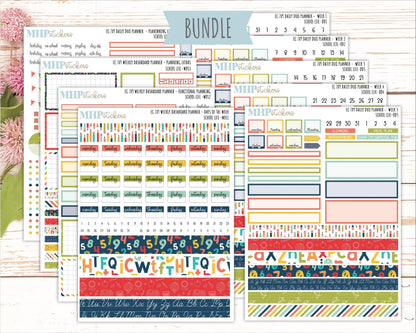 AUGUST & SEPTEMBER Daily Duo Sticker Kit for 7x9 Erin Condren Planners. 2026 Collection "School Life" || ECDD