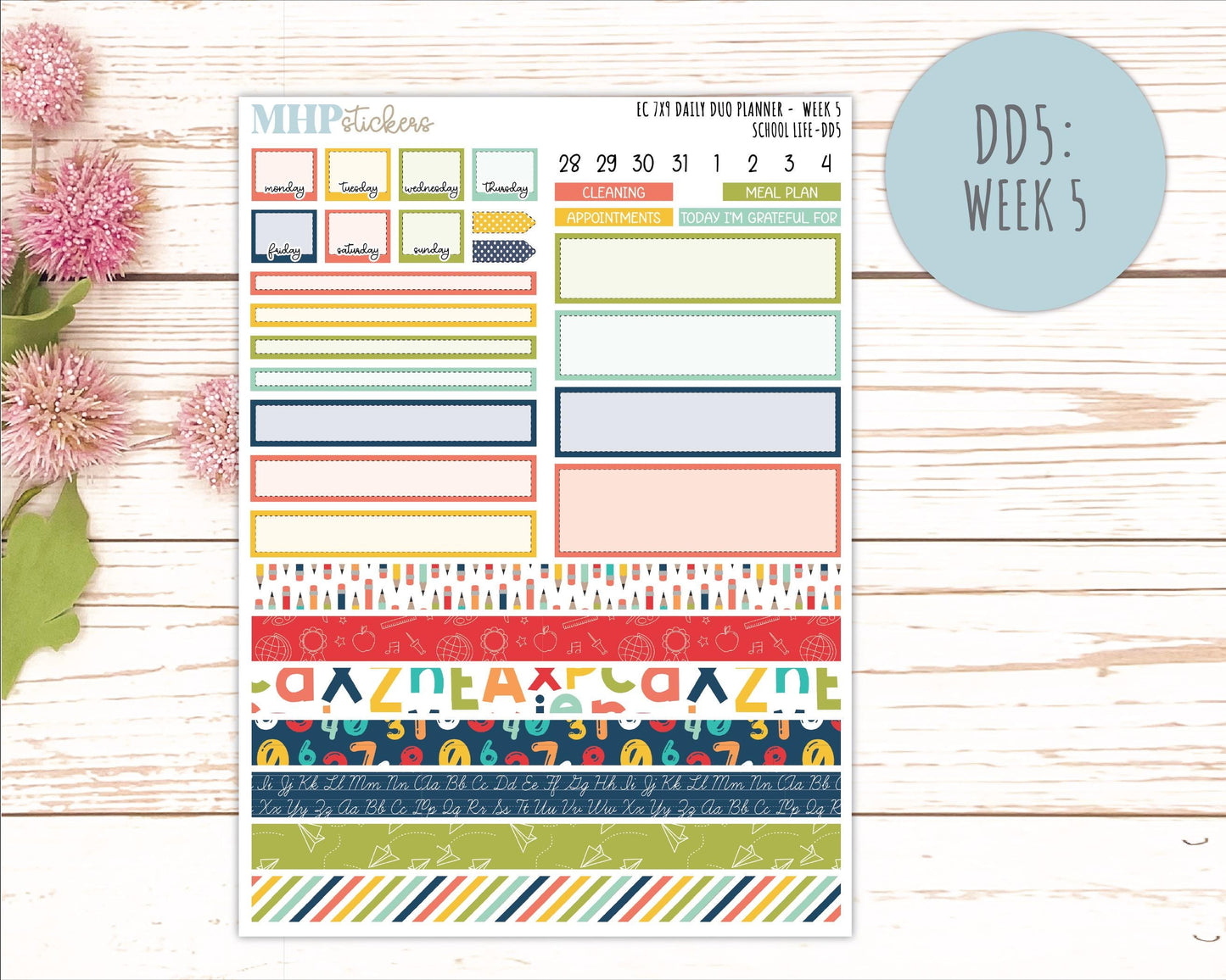 AUGUST & SEPTEMBER Daily Duo Sticker Kit for 7x9 Erin Condren Planners. 2026 Collection "School Life" || ECDD