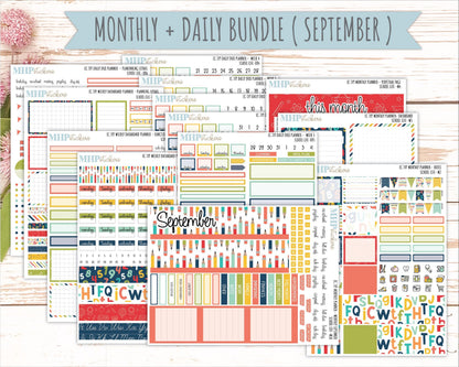 AUGUST & SEPTEMBER Daily Duo Sticker Kit for 7x9 Erin Condren Planners. 2026 Collection "School Life" || ECDD