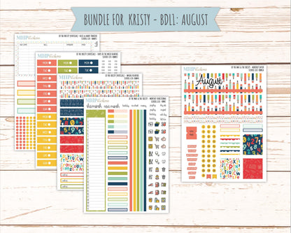 AUGUST and SEPTEMBER 2026 Stickers for the Mae & Kristy Laurel Denise Planners "School Life" || BB