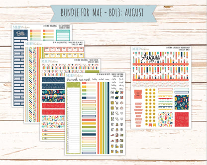AUGUST and SEPTEMBER 2026 Stickers for the Mae & Kristy Laurel Denise Planners "School Life" || BB