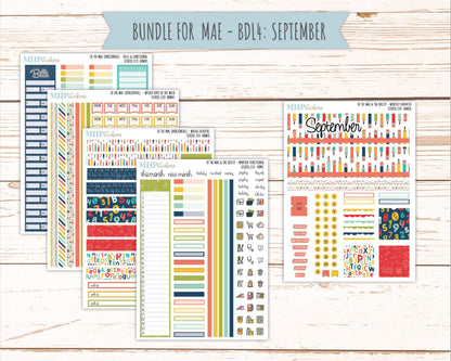 AUGUST and SEPTEMBER 2026 Stickers for the Mae & Kristy Laurel Denise Planners "School Life" || BB