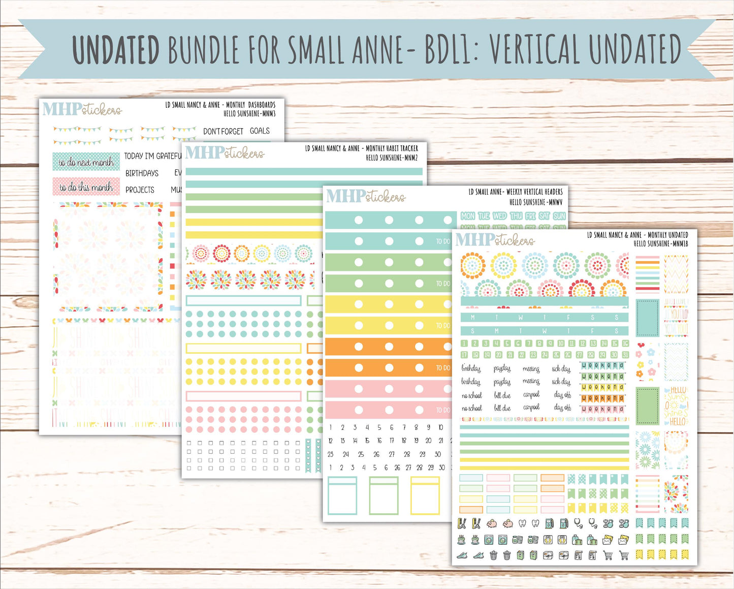 AUGUST 2026 Stickers for Small Nancy & Anne Laurel Denise Planners "Hello Sunshine" || MN