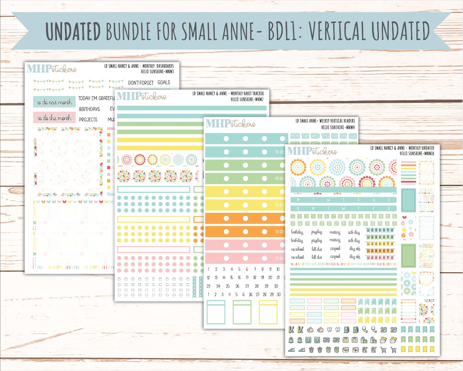 AUGUST 2026 Stickers for Small Nancy & Anne Laurel Denise Planners "Hello Sunshine" || MN