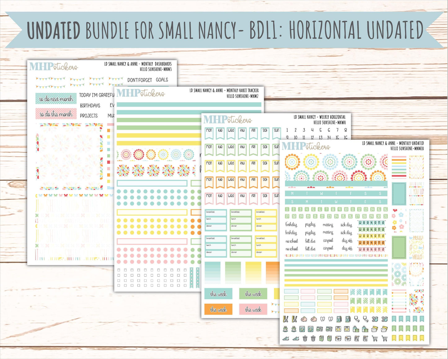 AUGUST 2026 Stickers for Small Nancy & Anne Laurel Denise Planners "Hello Sunshine" || MN