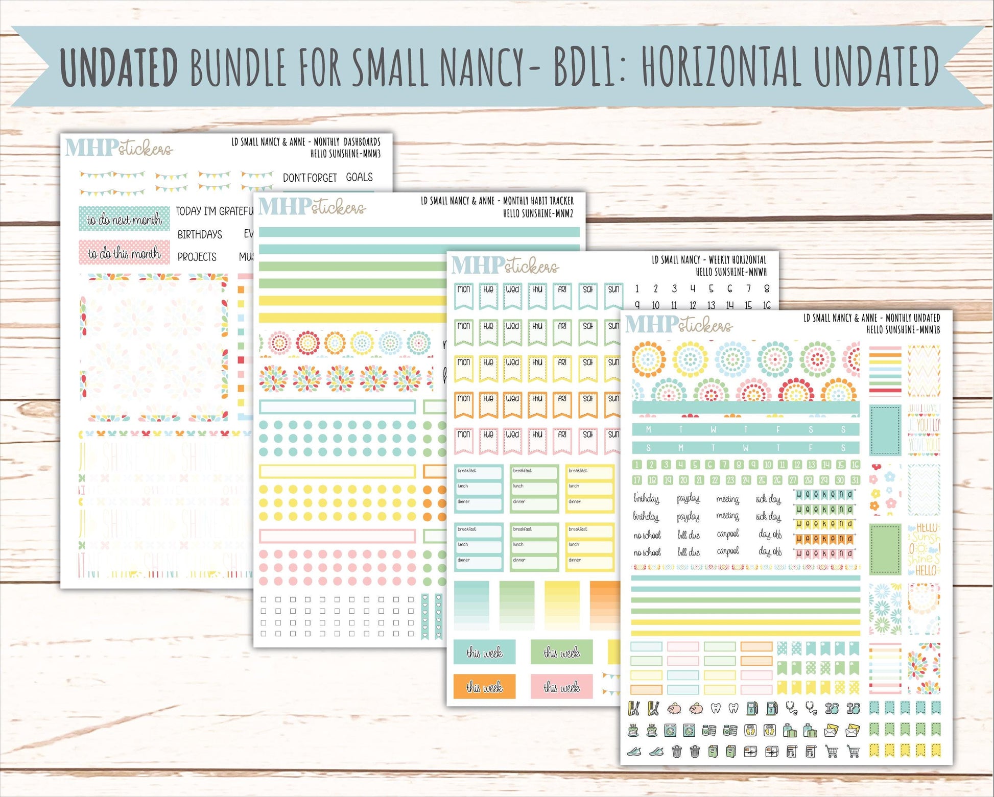AUGUST 2026 Stickers for Small Nancy & Anne Laurel Denise Planners "Hello Sunshine" || MN