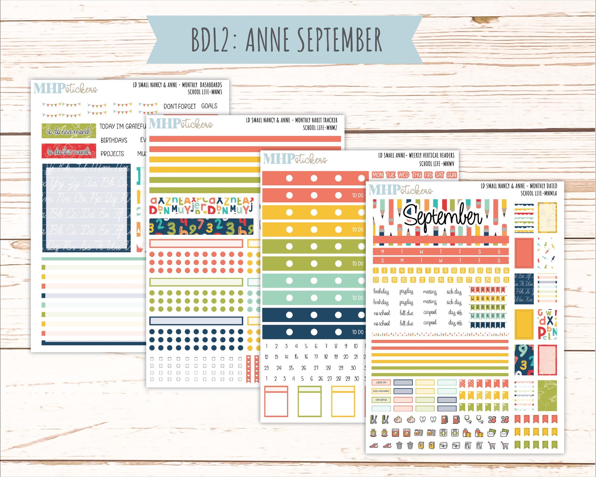 AUGUST and SEPTEMBER 2026 Stickers for Small Nancy & Anne Laurel Denise Planners "School Life" || MN