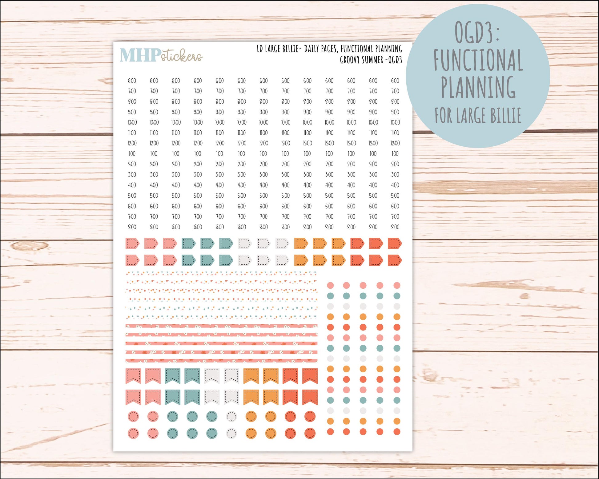 AUGUST 2026 Stickers for Large Nancy, Anne, & Billie Planners. Laurel Denise Planners "Groovy Summer" || OG