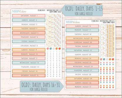 AUGUST 2026 Stickers for Large Nancy, Anne, & Billie Planners. Laurel Denise Planners "Groovy Summer" || OG