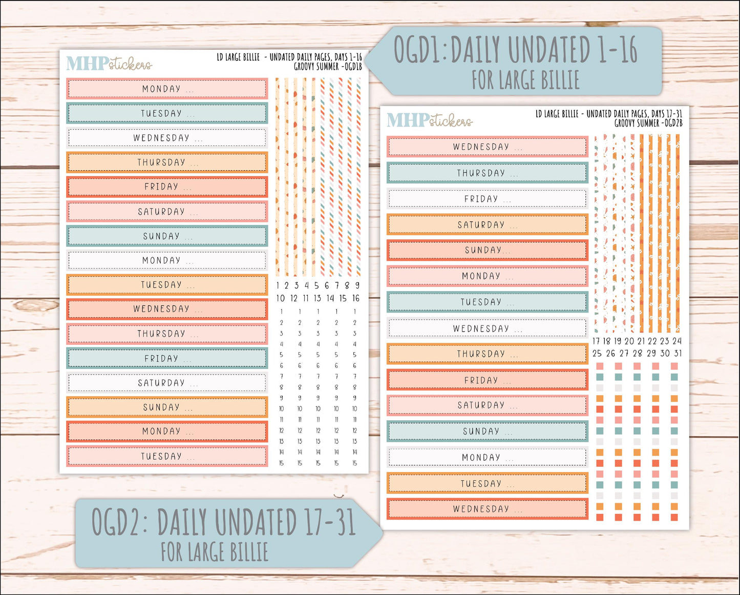 AUGUST 2026 Stickers for Large Nancy, Anne, & Billie Planners. Laurel Denise Planners "Groovy Summer" || OG