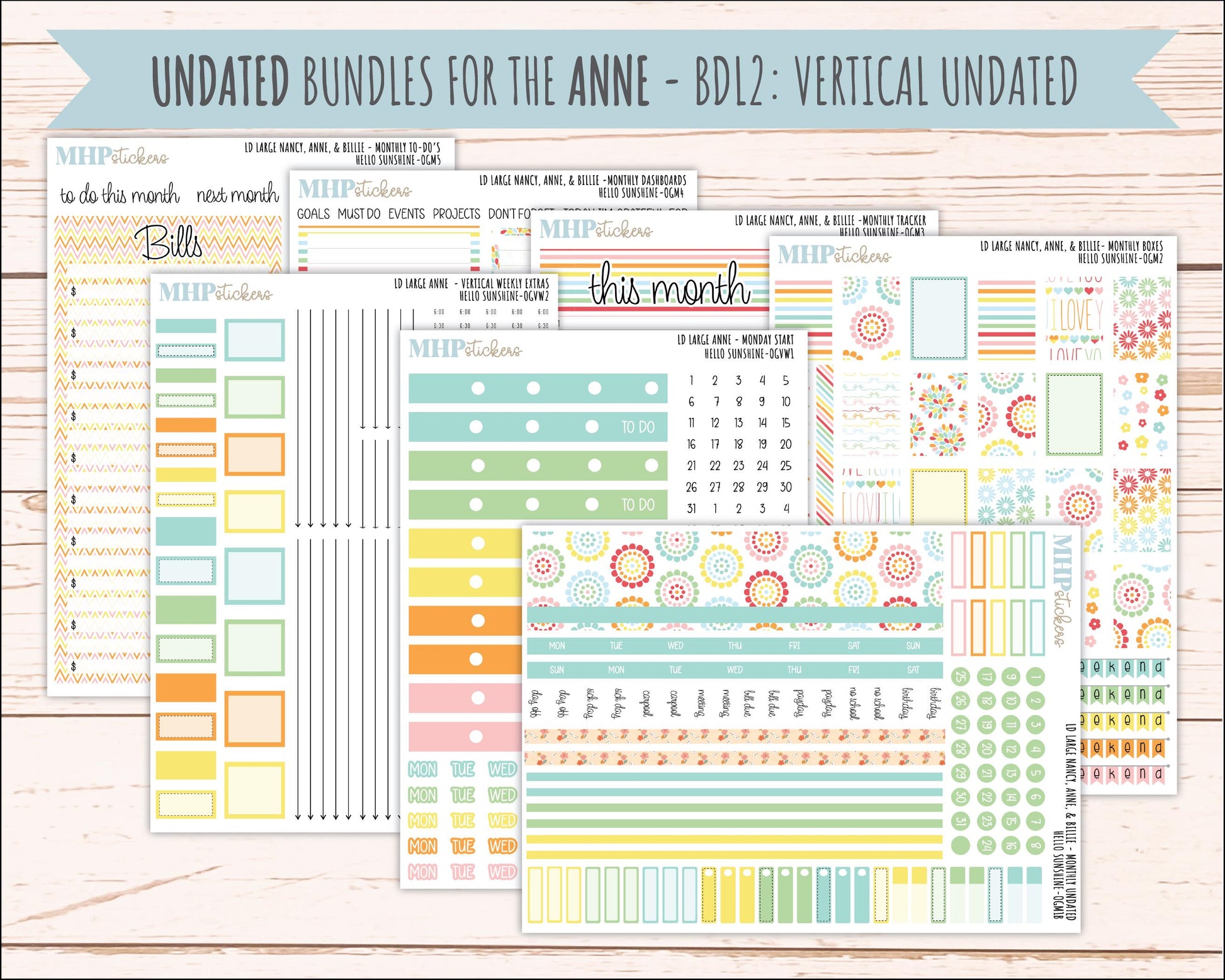 AUGUST 2026 Stickers for Large Nancy, Anne, & Billie Planners. Laurel Denise Planners "Hello Sunshine" || OG