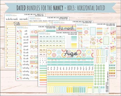 AUGUST 2026 Stickers for Large Nancy, Anne, & Billie Planners. Laurel Denise Planners "Hello Sunshine" || OG