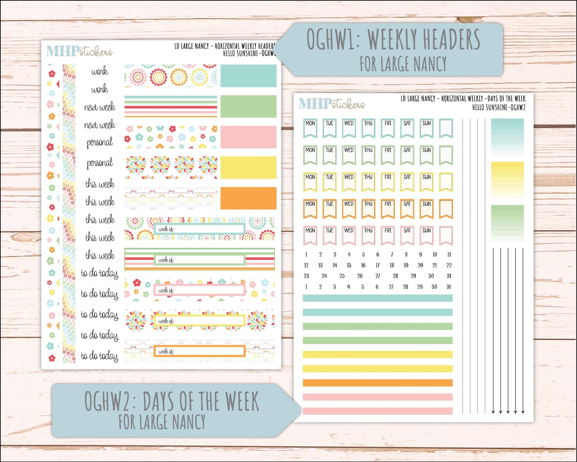 AUGUST 2026 Stickers for Large Nancy, Anne, & Billie Planners. Laurel Denise Planners "Hello Sunshine" || OG
