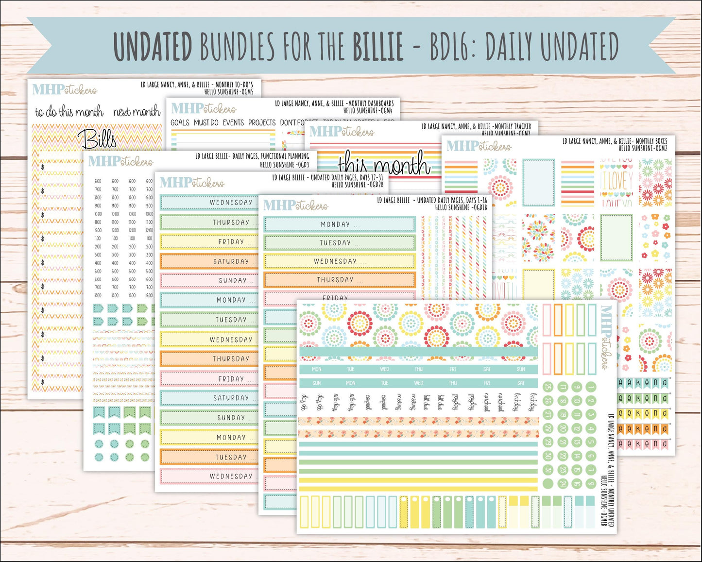 AUGUST 2026 Stickers for Large Nancy, Anne, & Billie Planners. Laurel Denise Planners "Hello Sunshine" || OG