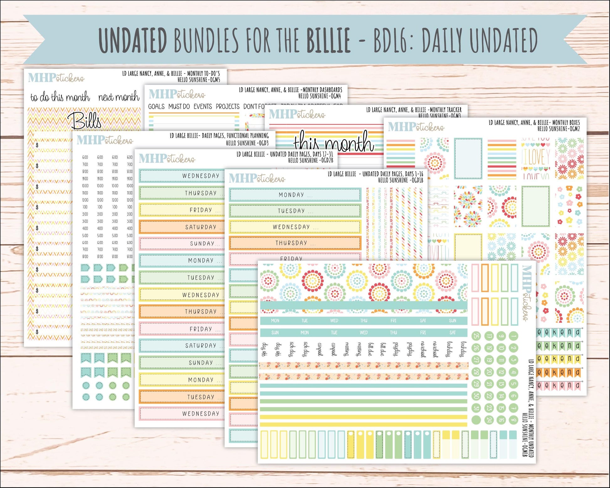 AUGUST 2026 Stickers for Large Nancy, Anne, & Billie Planners. Laurel Denise Planners "Hello Sunshine" || OG