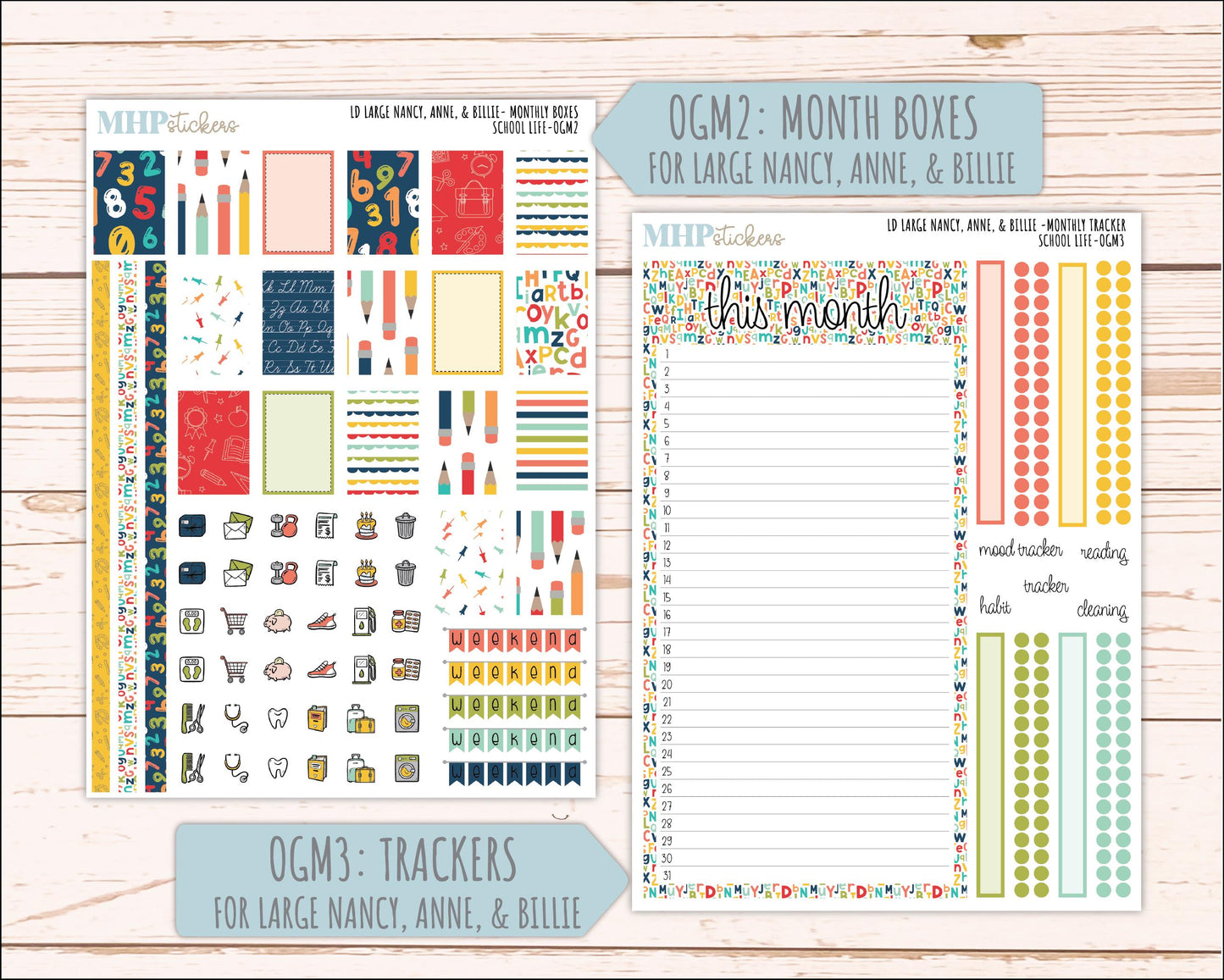 AUGUST and SEPTEMBER 2026 Stickers for Large Nancy, Anne, & Billie Planners. Laurel Denise Planners "School Life" || OG