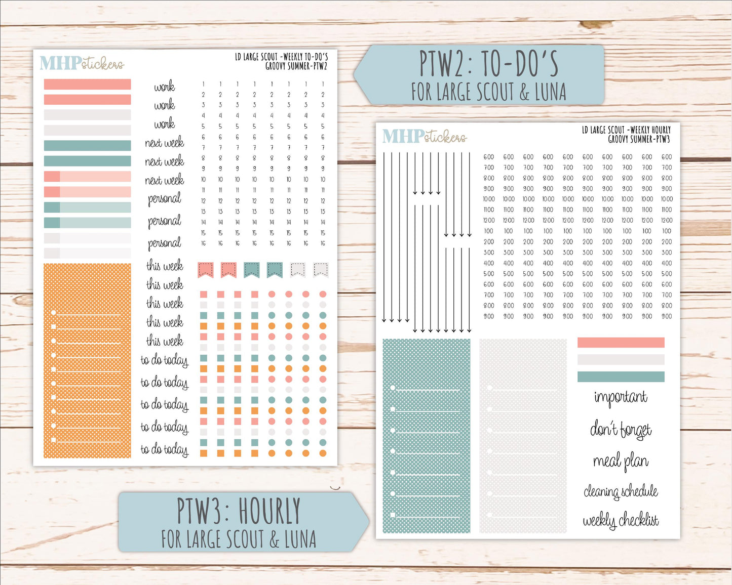AUGUST 2026 Stickers for the Large Scout, Large Claire, and Large Luna Laurel Denise Planners "Groovy Summer" || PT