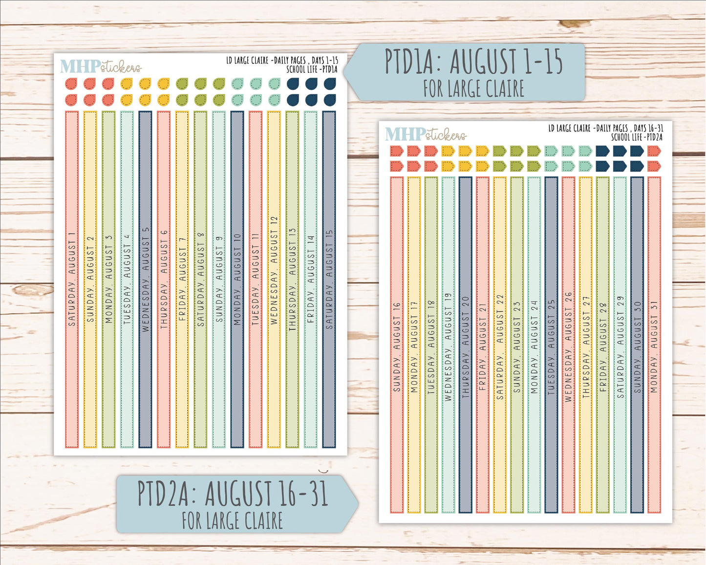 AUGUST and SEPTEMBER 2026 Stickers for the Large Scout, Large Claire, and Large Luna Laurel Denise Planners "School Life" || PT
