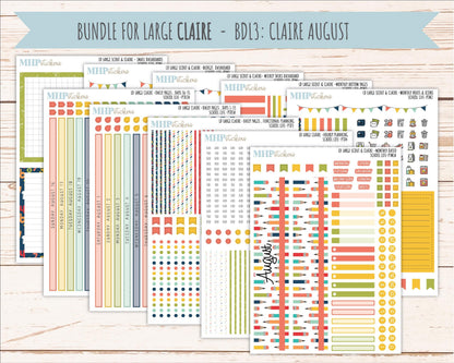 AUGUST and SEPTEMBER 2026 Stickers for the Large Scout, Large Claire, and Large Luna Laurel Denise Planners "School Life" || PT