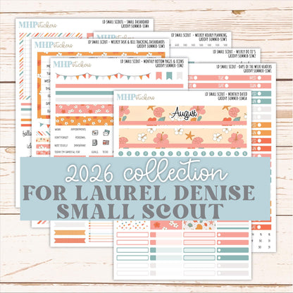 AUGUST 2026 Stickers for the Small Scout Planner. For Laurel Denise Planners. "Groovy Summer" ||SS