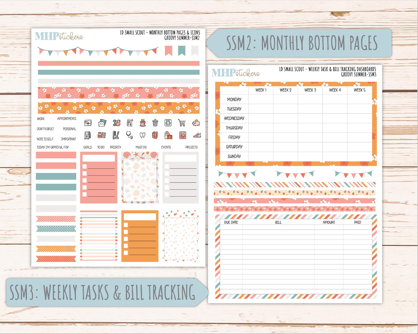 AUGUST 2026 Stickers for the Small Scout Planner. For Laurel Denise Planners. "Groovy Summer" ||SS