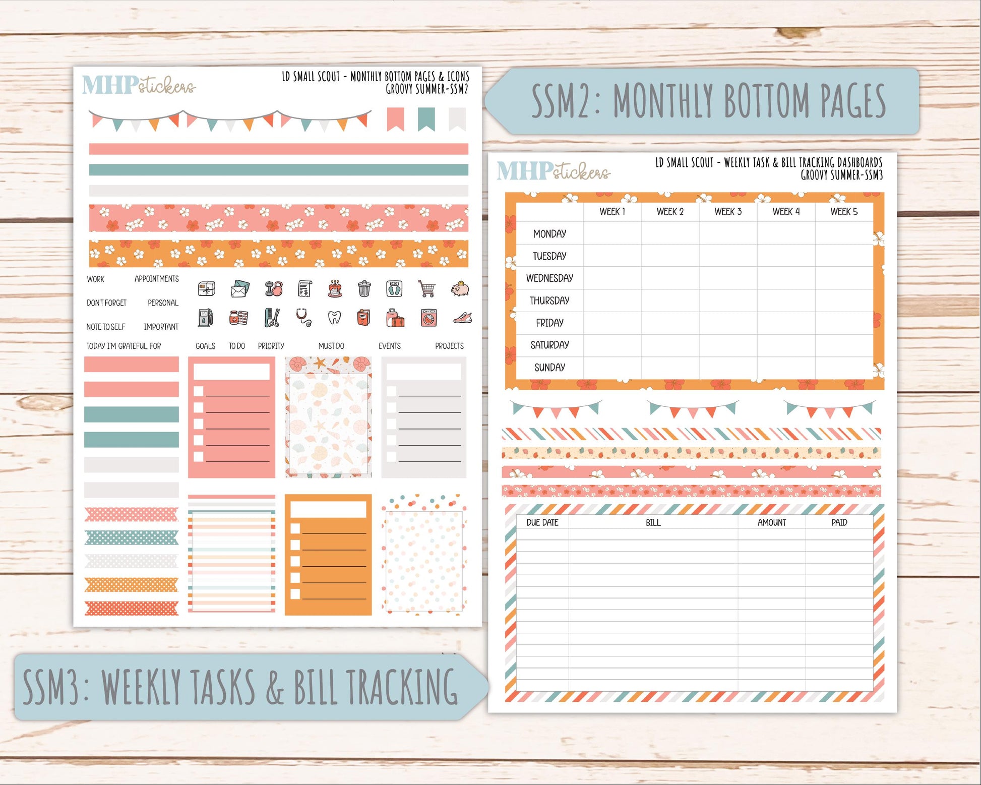 AUGUST 2026 Stickers for the Small Scout Planner. For Laurel Denise Planners. "Groovy Summer" ||SS