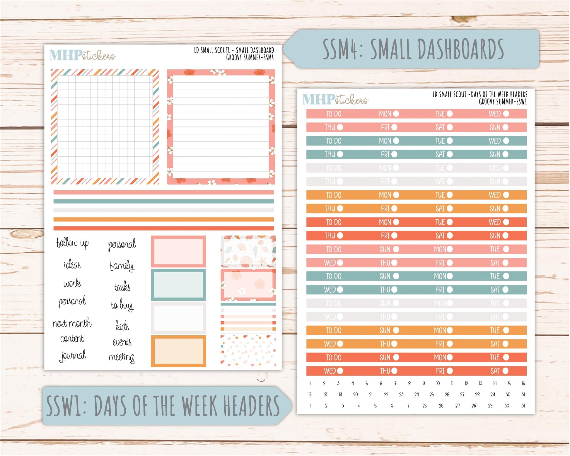 AUGUST 2026 Stickers for the Small Scout Planner. For Laurel Denise Planners. "Groovy Summer" ||SS