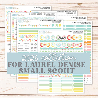 AUGUST 2026 Stickers for the Small Scout Planner. For Laurel Denise Planners. "Hello Sunshine" ||SS