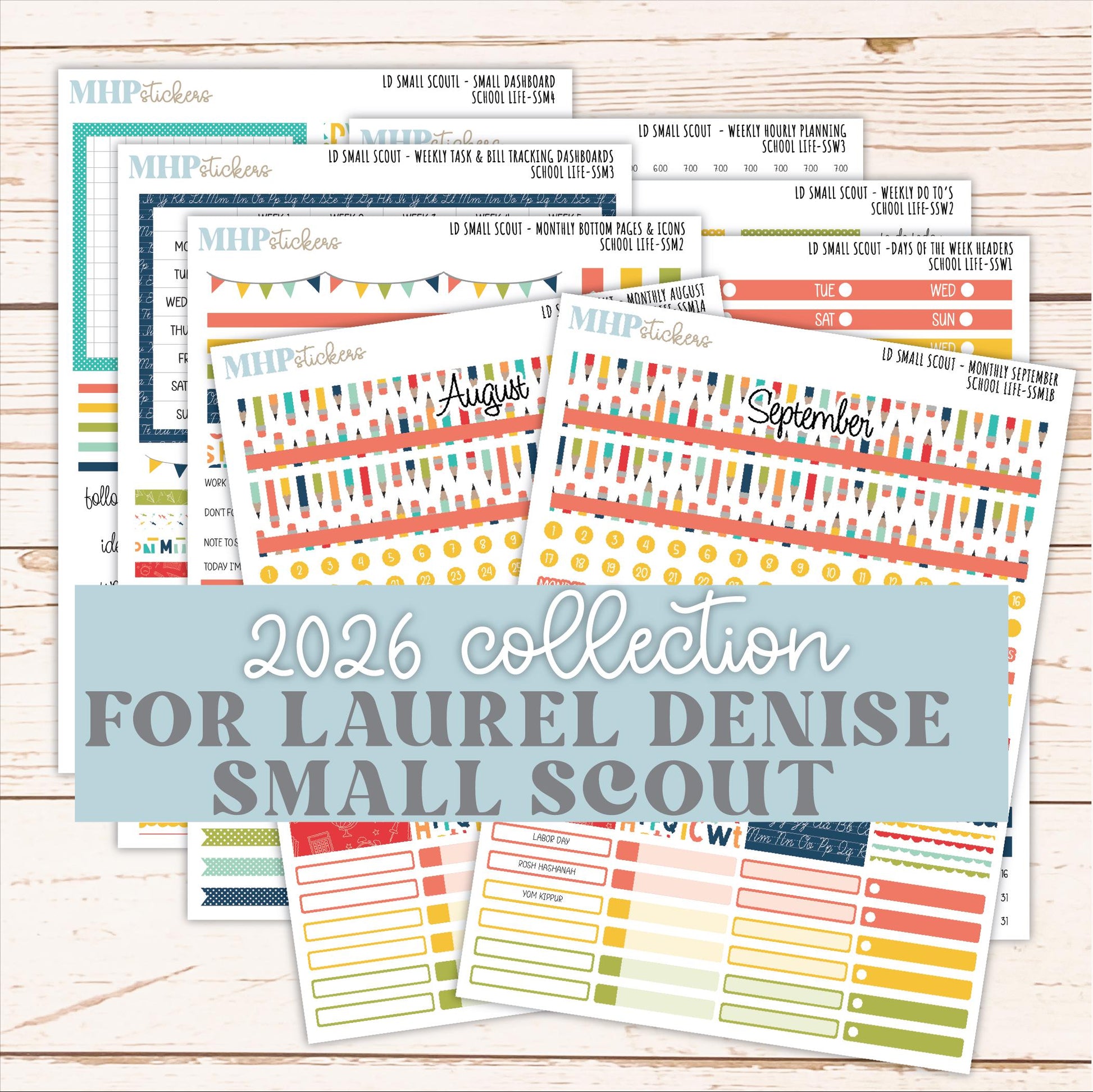 AUGUST & SEPTEMBER 2026 Stickers for the Small Scout Planner. For Laurel Denise Planners. "School Life" ||SS