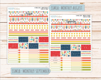 AUGUST & SEPTEMBER 2026 Stickers for the Small Scout Planner. For Laurel Denise Planners. "School Life" ||SS