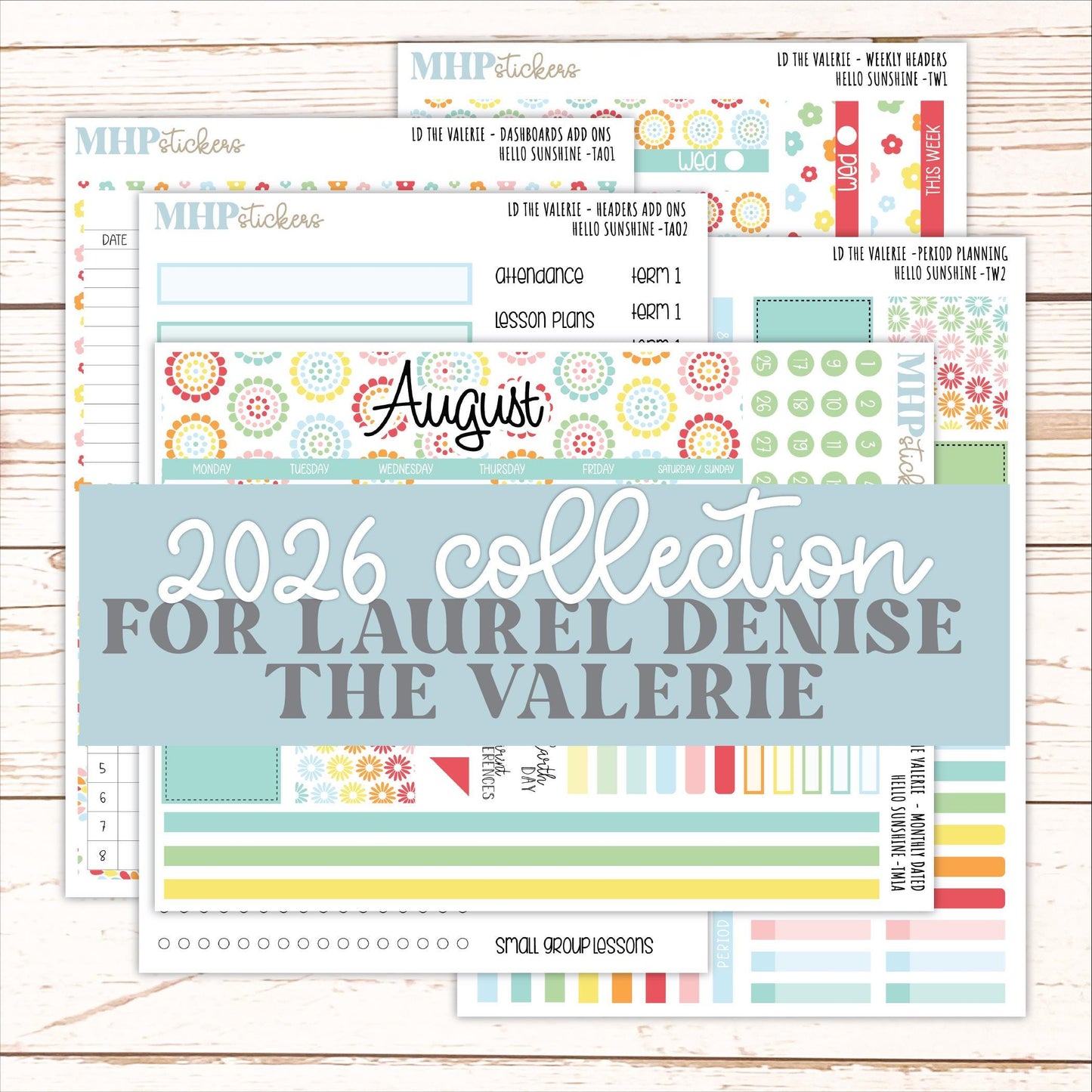 AUGUST Stickers for The Valerie Laurel Denise Planner "Hello Sunshine" || TC