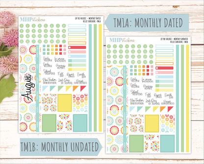 AUGUST Stickers for The Valerie Laurel Denise Planner "Hello Sunshine" || TC