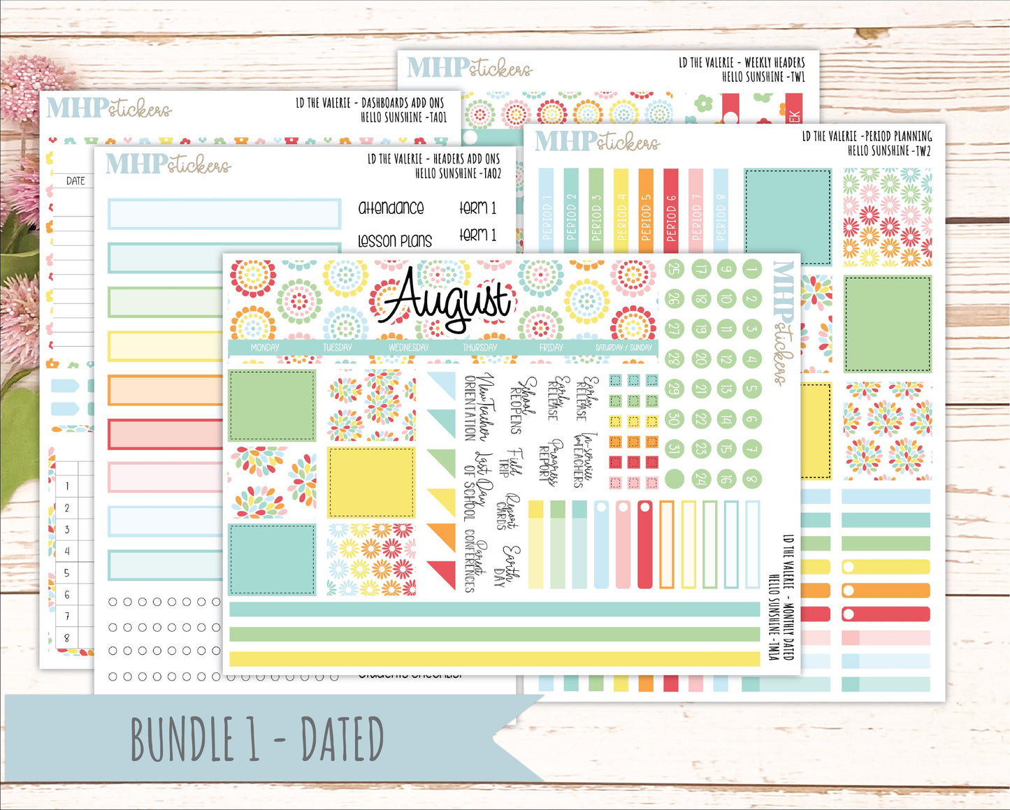 AUGUST Stickers for The Valerie Laurel Denise Planner "Hello Sunshine" || TC