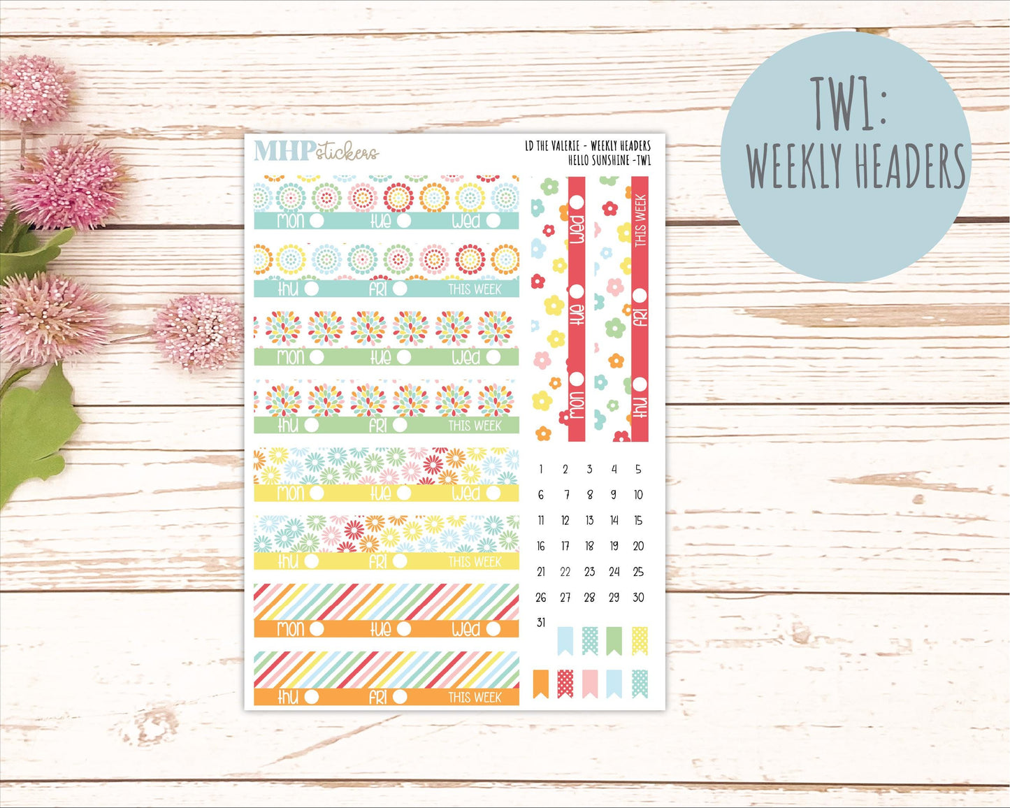 AUGUST Stickers for The Valerie Laurel Denise Planner "Hello Sunshine" || TC