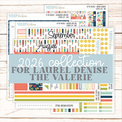 AUGUST & SEPTEMBER 2026 Stickers for The Valerie Laurel Denise Planner "School Life" || TC
