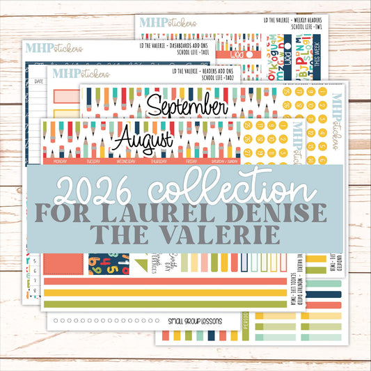 AUGUST & SEPTEMBER 2026 Stickers for The Valerie Laurel Denise Planner "School Life" || TC