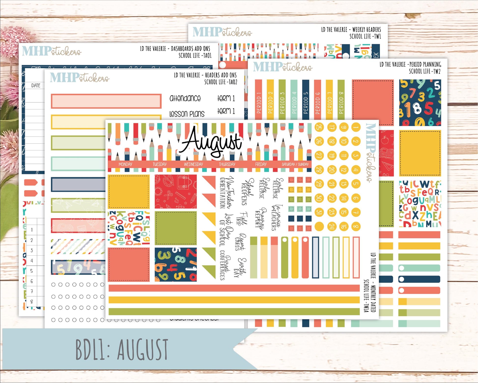 AUGUST & SEPTEMBER 2026 Stickers for The Valerie Laurel Denise Planner "School Life" || TC